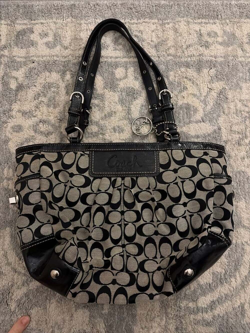 Coach Signature C Black Fabric Tote Bag